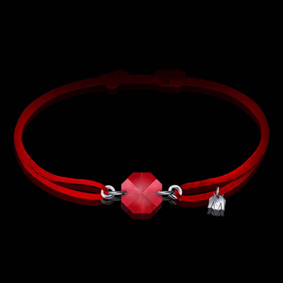 bracelet en cristal rouge pour femme sur cordon