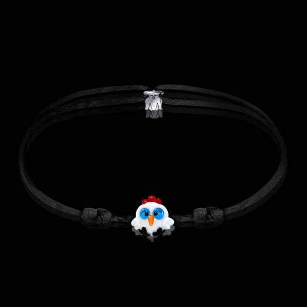 bracelet porte bonheur Maurice le coq en verre pour homme femme et enfant