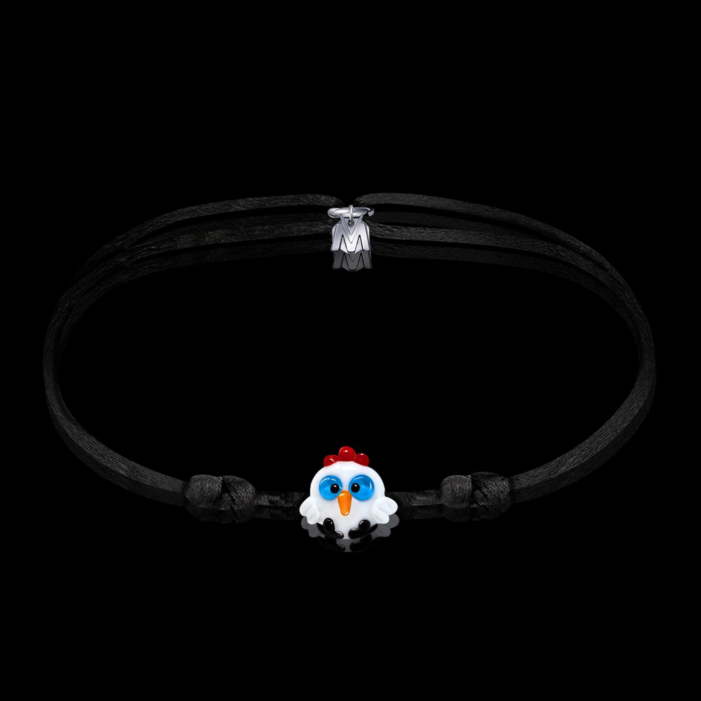 bracelet porte bonheur Maurice le coq en verre pour homme femme et enfant