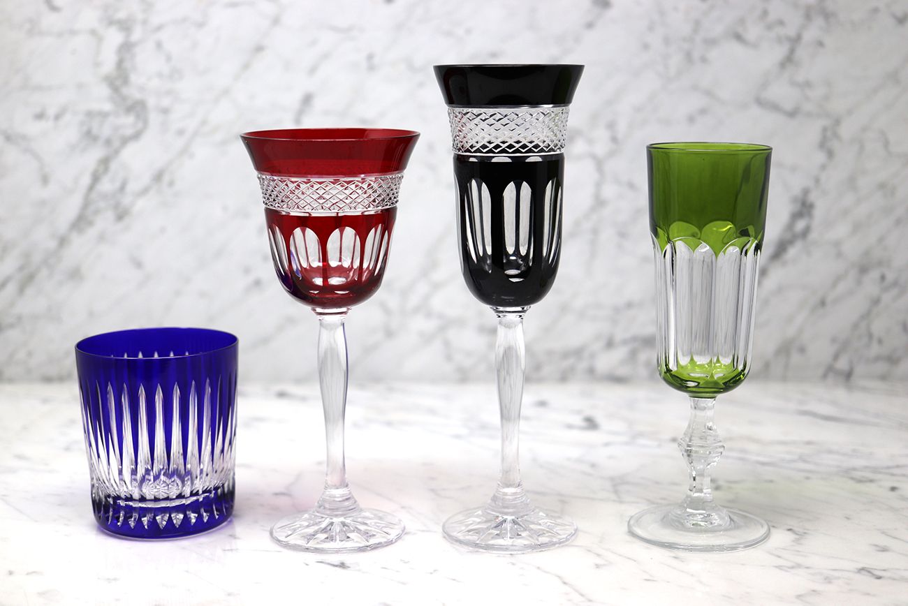 Lot De 6 Verres à Vin Baccarat Cristal Vert Soufflé à La Main France (neufs Dans Leur Emballage D'origine)