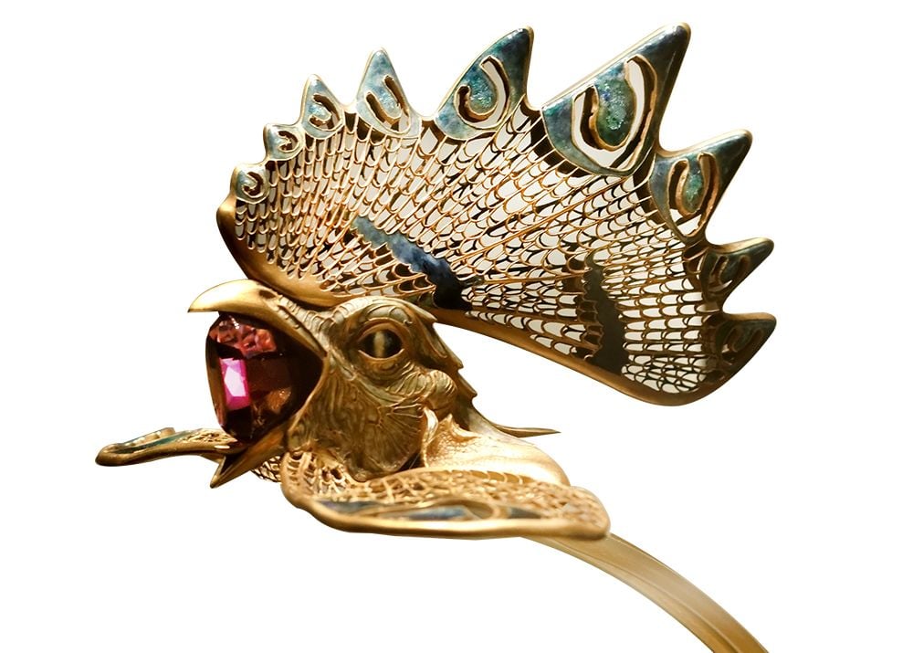 diademe coq or et pierre précieuse de rene lalique