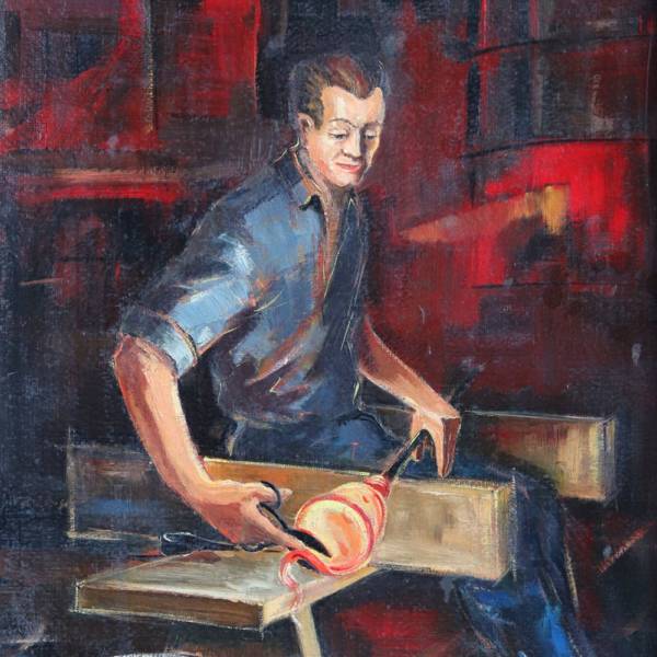 peinture sur huile artisan verrier