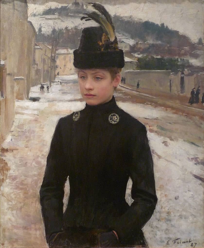 Emile-FRIANT-Jeune-nancienne-dans-un-paysage-neige-1887