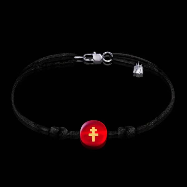 bracelet-croix-de-lorraine-rouge-verre-cordon-michael-vessiere