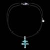 Collier Vintage Croix En Pâte De Verre Plaqué Or - Taille Ajustable S/M/L - Occasion Très Bon état