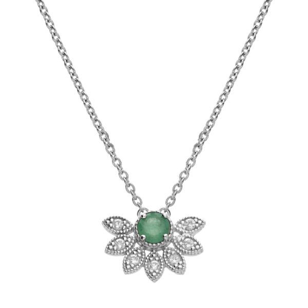 collier-en-argent-rhodie-chaine-avec-pendentif-demi-fleur-emeraude-veritable-et-topazes-blanches