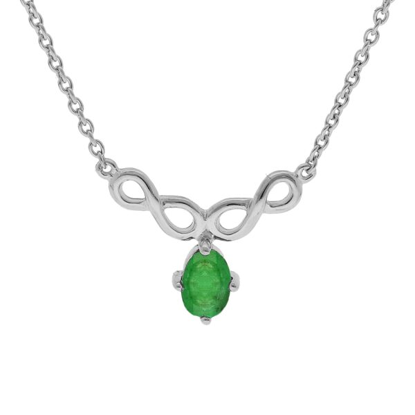 collier-en-argent-rhodie-chaine-avec-pendentif-infini-et-emeraude-veritable-suspendue-et-topazes-blanches