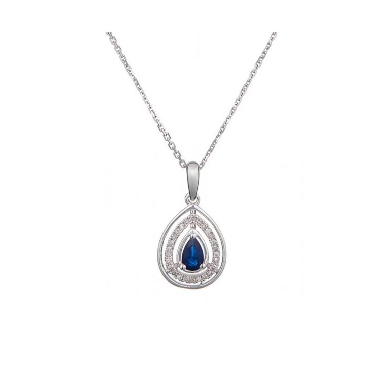 Collier saphir et améthyste, saphir amande, améthyste violette