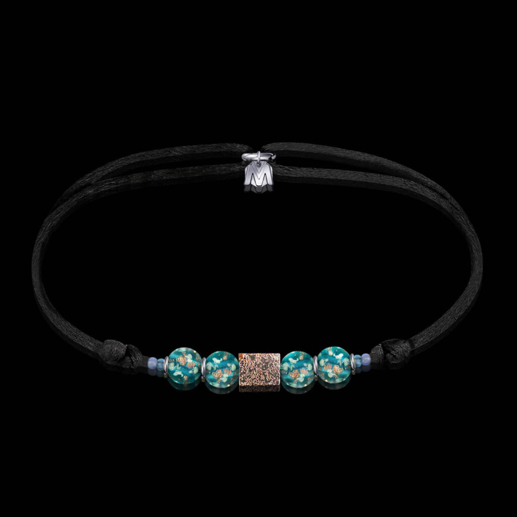 Bracelet Perles Verre Et Charms Clip Mauve - Métal Argenté Style Mascarade/amitié - Longueur 20cm