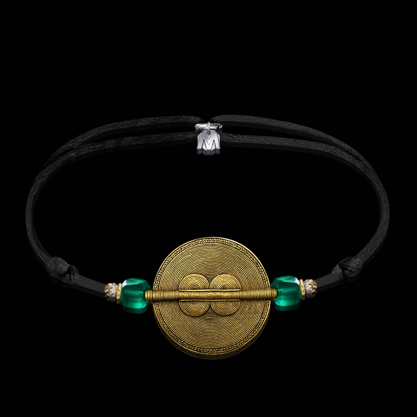 Bracelet-perle-Baule-bronze-Adinkrahene-cordon
