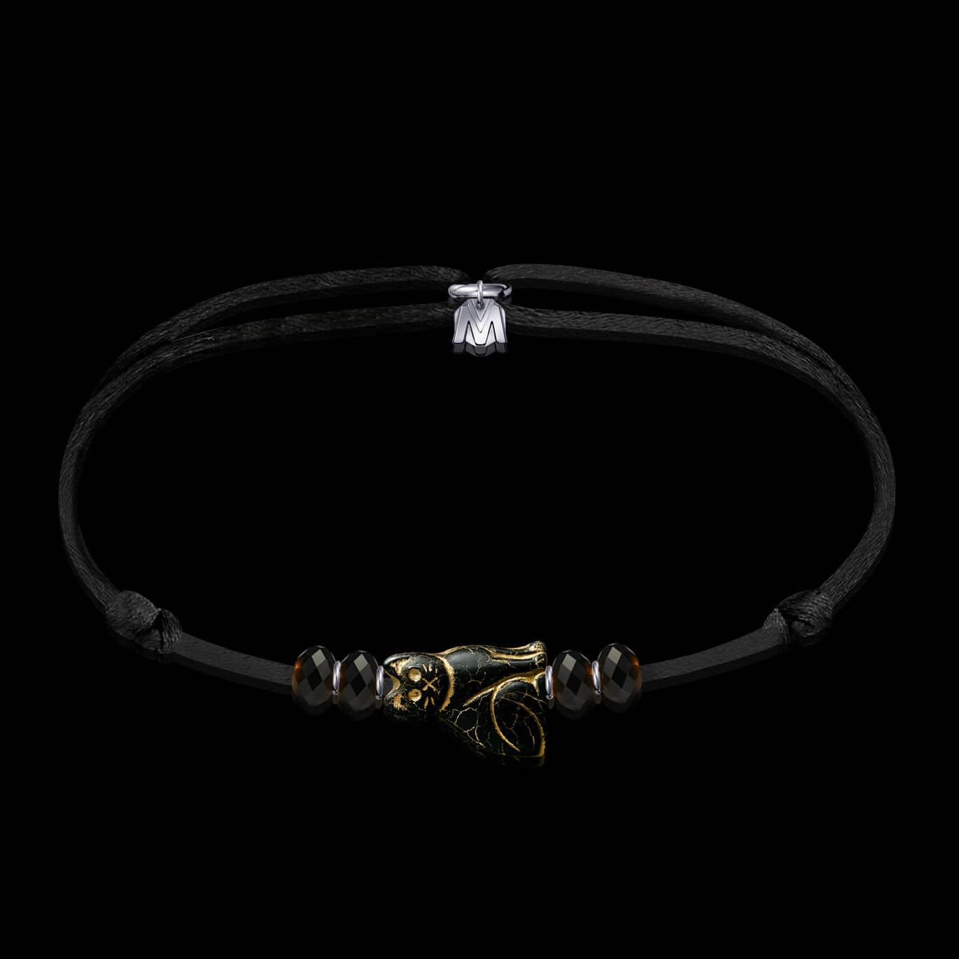 bracelet-egyptine-chat-bastet-noir-cordon