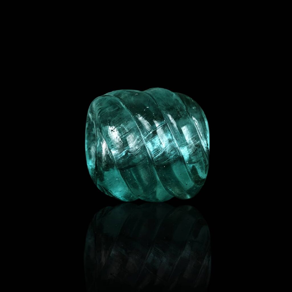 perle-vert-murano-feuille-argent