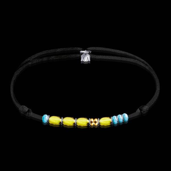 Bracelet perles Amitié en morse verre jaune - Small (16 à 19 cm)