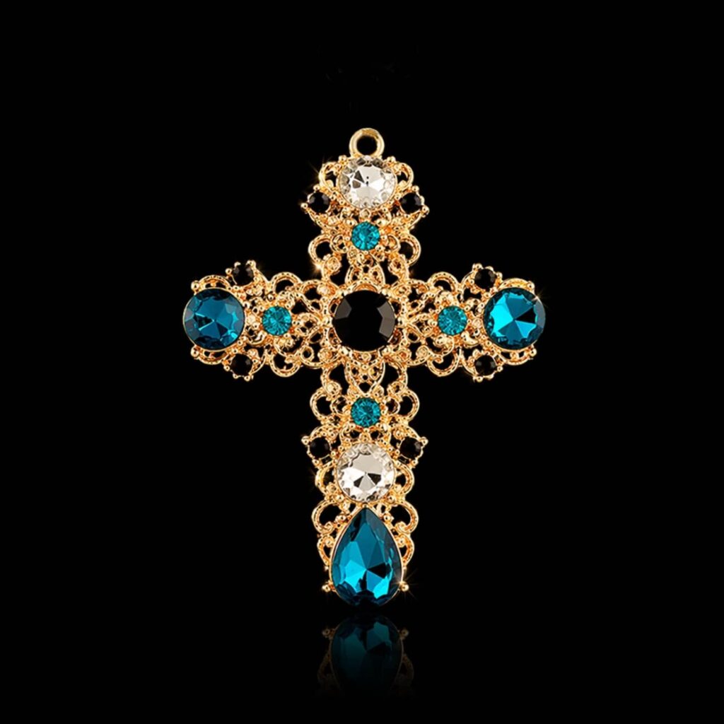 collier-croix-latine-turquoise-cristaux