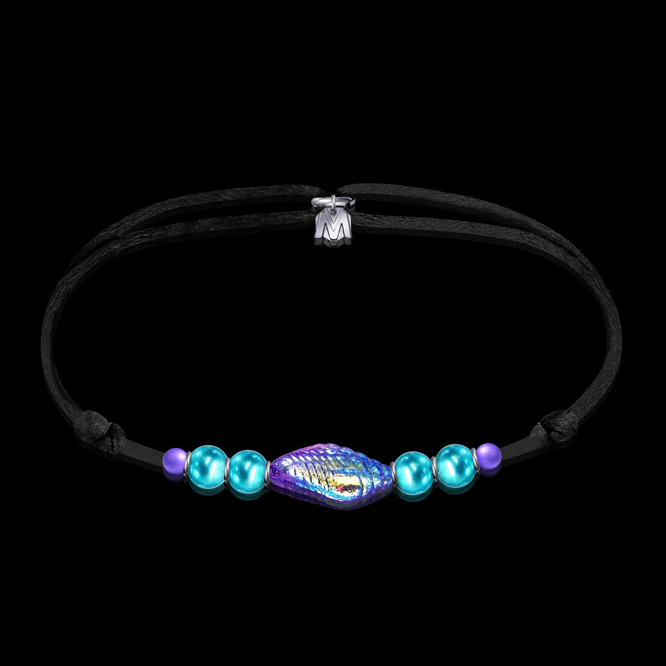 bracelet-coquillage-bleu-cordon
