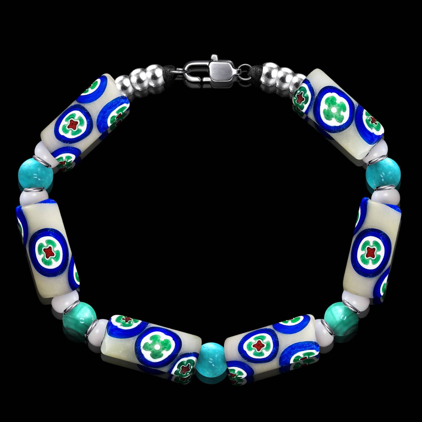 bracelet-perles-murano-millefiori-1960