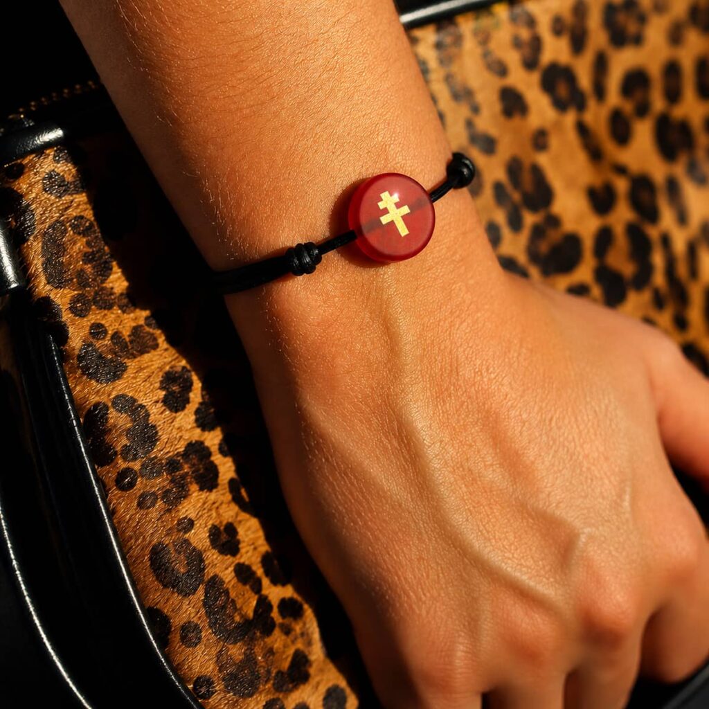 bracelet-croix-de-lorraine-rouge-or